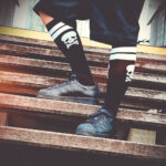 SKULL KNEE BLACK Socks